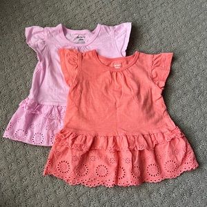 Set of 2 Carter's ruffle eyelet trim tops, 24M